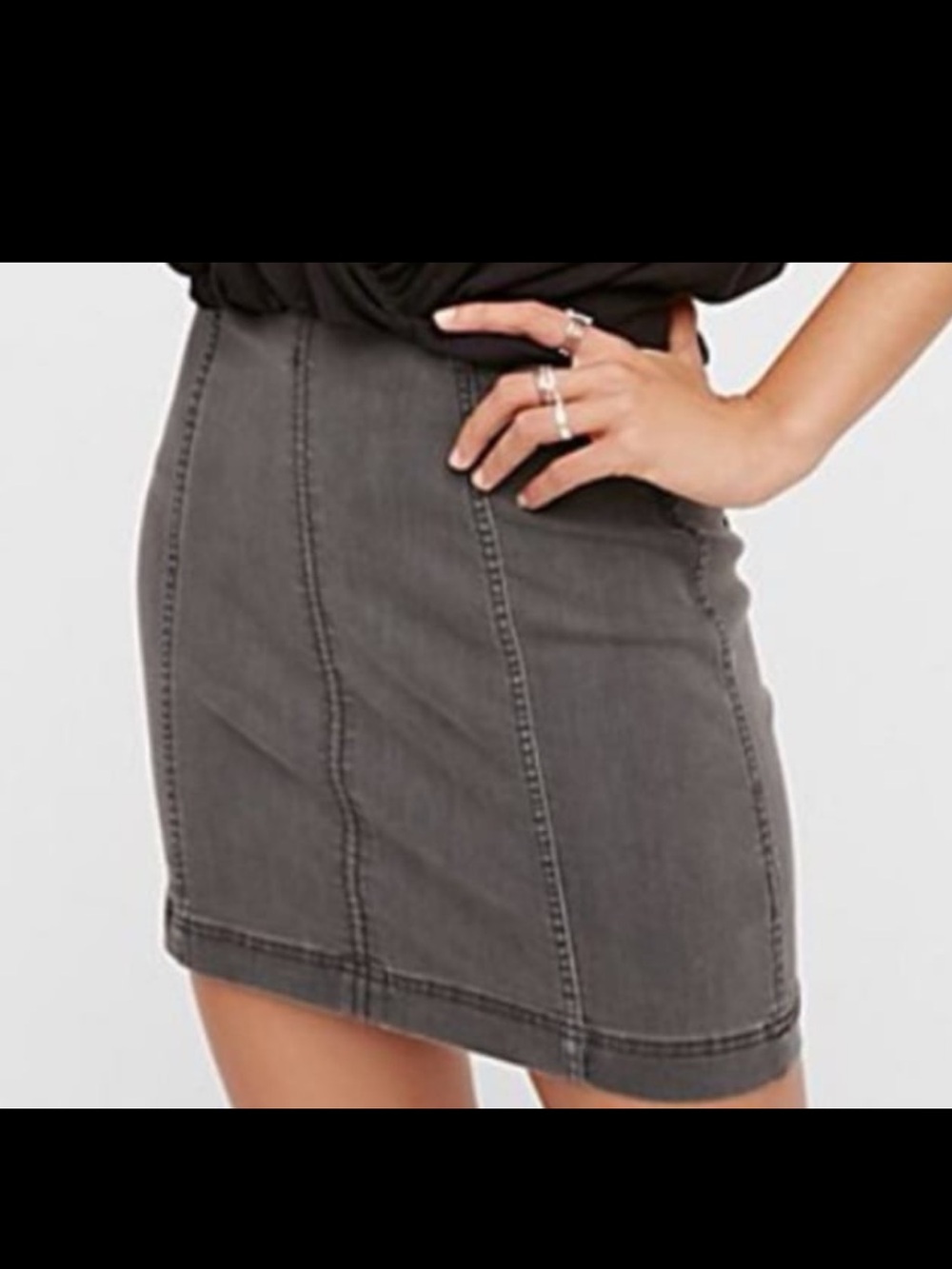 Free People MODERN FEMME CADET Gray Denim Mini Skirt